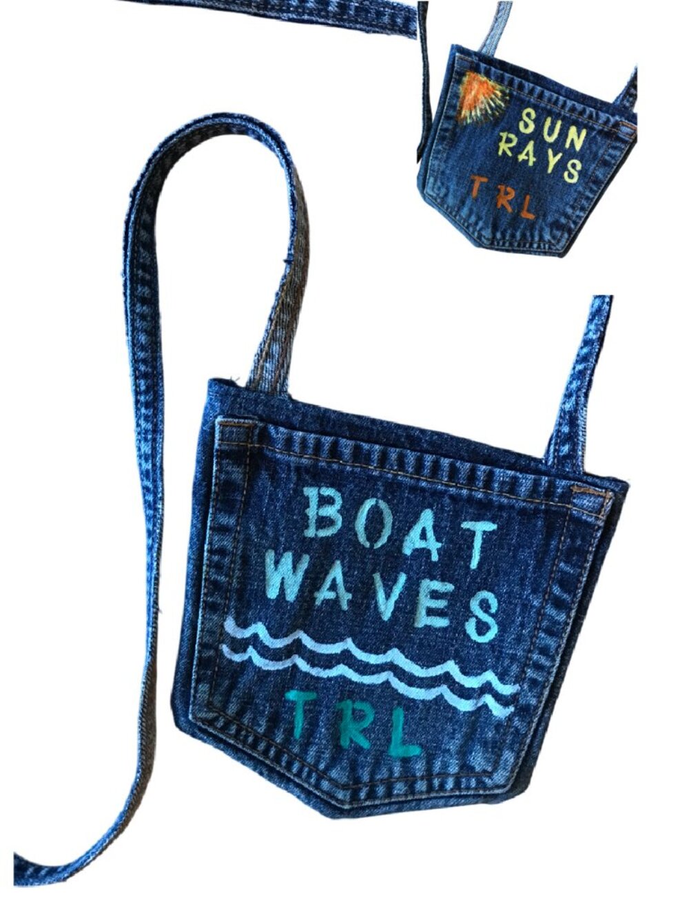 Table Rock Lake Crossbody Bag Recycled Denim Handmade Cell Phone Holder Purse